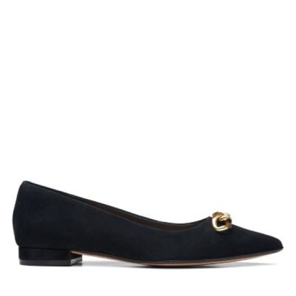 Clarks Laina 15 Trim Black Suede Flats (Size 8) - Picture 3 of 4